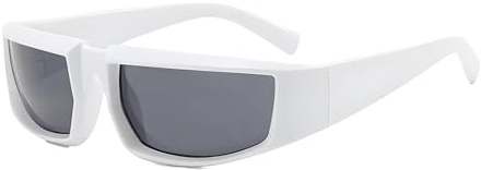 AYBIOSD Polarisierte Sport Sonnenbrille Herren Damen Mode Y2K Sonnenbrille Wraparound Futuristische Sonnenbrille Brille UV400 Schutz,Weiß