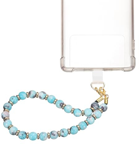 sourcing map Marble Beaded Phone Wrist Strap, Detachable Charm Cellphone Lanyard Chain with Tether Tab, Hands-Free Wristlet Strap