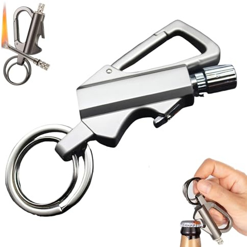 3-in-1 Sigaro Eterno Accendino, con Multitool Portachiavi Apribottiglie, Portatile Riutilizzabile Multifunzione, Accendino Impermeabile per Sigari da Esterno di Emergenza (C)