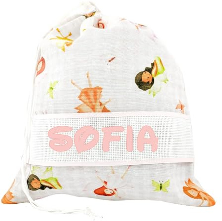 ALMATEX SRL ASILO PERSONALIZZATO CON NOME sacchetto cm.31x36 con fascia PERSONALIZZATI Cotone 100% Made in Italy - CONSEGNA TEMPESTIVA (FATE)