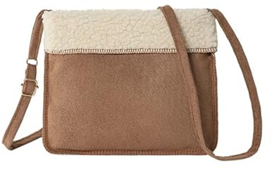 WUYXTO Crossbody väska dam fuskmocka mjuk liten fyrkantig kvinnlig fritid mångsidig plysch för kvinnor, Khaki, en storlek