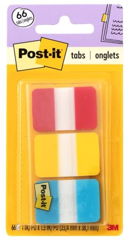 Post-it 686-ryb blank Tab Index blå, röd, gul skiljeblad ranking – skiljeblad (blank Tab Index, blå, röd, gul, 25,4 mm, 38 mm)