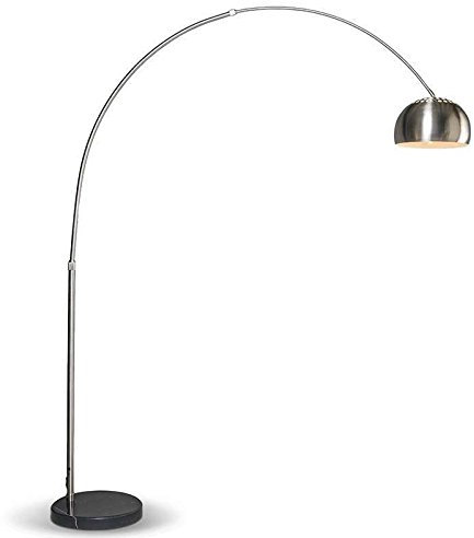 Qazqa - Indoor Modern Arc Floor Lamp | Arc Floor Light Steel | Nickel Matt | Satin Adjustable - Grande - Modern - Suitable for LED E27 | 1 Light - Stainless Steel Arc lamp - Suitable for Living Room