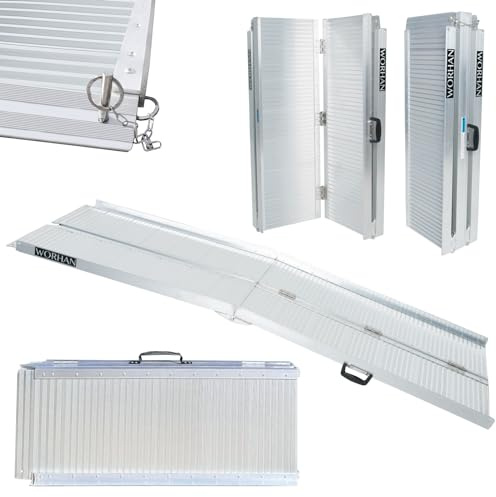 WORHAN 2.15m Rampa Plegable Carga Silla de Ruedas Discapacitado Movilidad Aluminio R7