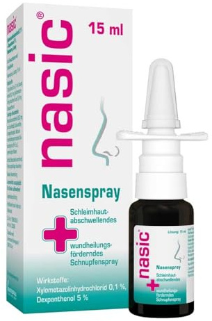 nasic® Nasenspray mit 2-in-1-Effekt | Bei Schnupfen | 15 ml | Befreit die Nase und fördert ihre Wundheilung mit Xylometazolin & Dexpanthenol, Schnupfenspray für Erwachsene & Schulkinder