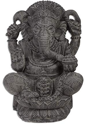 Ciffre Ca. 55 bis 60cm Gamesha Stein Buddha Antik Look Hindu Massiv Steinfigur Skulptur Feng Shui Garten Deko Wetterfest Lava Stein aus Bali Elefant Ca 50-60 Kilo STB9