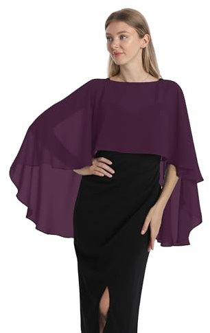 Hotshawl Cape en mousseline de soie pour femme, châles et écharpes pour robe de soirée, de mariage., prune, taille unique