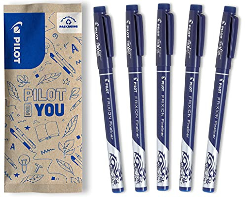 PILOT FriXion Fineliner, raderbar fineliner, set med 5 (blå)