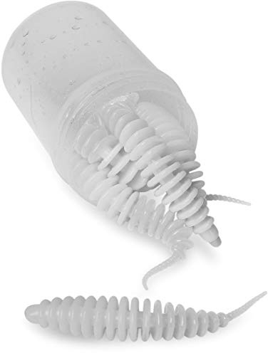 Storfisk fishing & more Feinripp Wurm Kunstköder für Forelle und Barsch aus Weichgummi mit Lamellen, Größen und Aromastoffe erhältlich, schwimmend, Farbe :Weiß (Knoblauch), Länge:50 mm