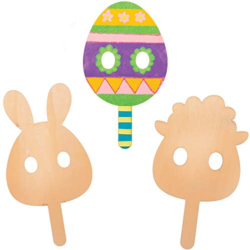 Baker Ross Ostern Holzmaske Rohlinge, für Kinder zum Dekorieren und Personalisieren (5er Pack), AT456