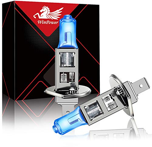 WinPower H1 55W Halogen Nebelscheinwerfer Scheinwerferlampen 5000K Warmweiß Superhelle Fernlicht/Abblendlicht Scheinwerferlampe 12V Auto, 2 Stück