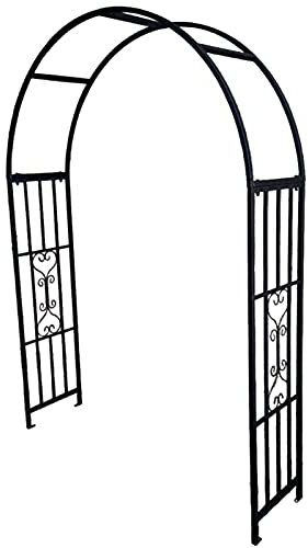 WFENG Rosenbogen Metall Pergola Rankhilfe Rankgitter Torbogen,für Kletterpflanzen Rosen Ranken,Outdoor Garten Rasen Backyard Terrasse Hochzeit/Schwarz / W300cm×H240cm