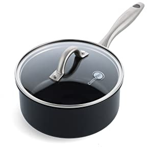 GreenPan Lima Midnight Antiadherente Cerámica Saludable Anodizado Duro 20 cm/3,1 Litros Cacerola con Tapa, Libre de PFAS, Apta para Inducción, Apta para Lavavajillas, Apta para Horno, Negro