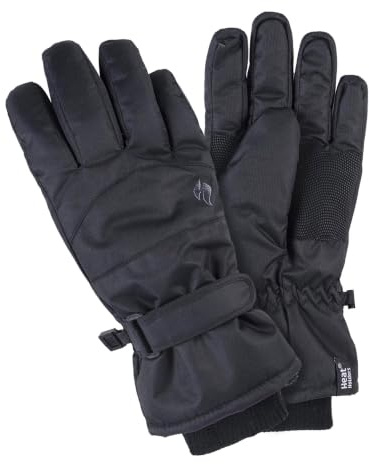 HEAT HOLDERS - Ladies Extra Warm Padded Waterproof Insulated Thermal Winter Ski Gloves in 2 Sizes (M/L, Black)