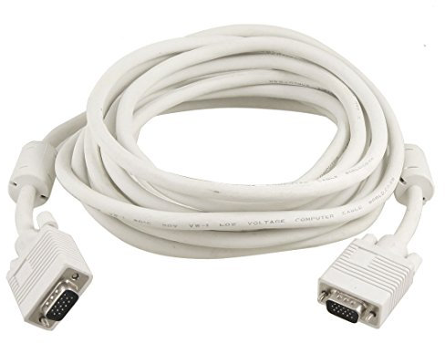 Ruilogod Multimedia HD VGA Vega al cable de extensión masculino 15Pin White 5 metro para monitor LCD