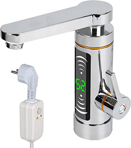 Elektrisch Wasserhahn mit Durchlauferhitzer, Btstil 360°Drehbarer Durchlauferhitzer Wasserhahn mit LED Temperaturanzeige Elektrische Heizung Wasserhahn für Küche, Bad