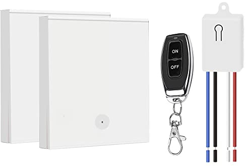 QIACHIP Wireless Light Switch Kit,433Mhz Remote Control 10A Relay receiver controller RF Radio 86 Wall Panel Safety On/Off Switch for Lamp up to 1000W