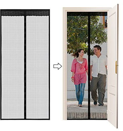 Fly Screens for Doors JANORS Magnetic Fly Screen Door, Magnetic Soft Screen Doors, Encrypted to Prevent Bug, Full Frame Magic Tape, Magnet Silent Closure, No Punching 90 * 210cm (Solid Color)