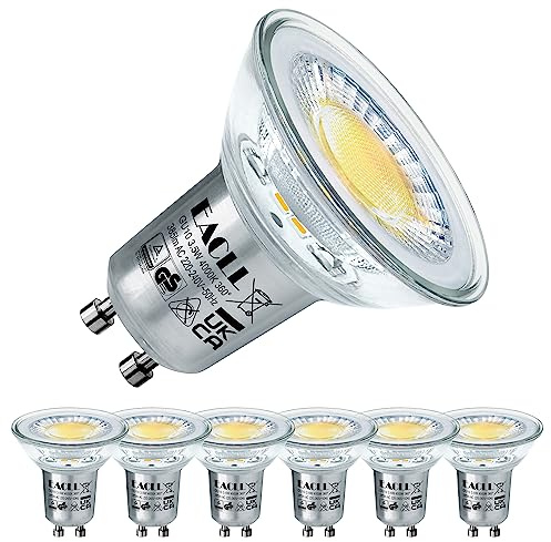 EACLL GU10 LED Neutralweiss 3,5W Ersetzt 50W Halogenlampe, 6er-Pack. 385lm 4000K Leuchtmittel, Abstrahlwinkel 360° Energiesparlampe, Nicht Dimmbar Reflektorlampen, 230V Flimmerfrei Ø50xH53mm Strahler