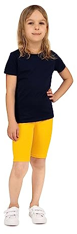 looksy Fahrradshorts für Mädchen – Klassische einfarbige und lebendige Farben elastischer Bund bequemer und atmungsaktiver Baumwollstoff langlebig und einfach zu tragen, Gelb 5 Jahre (110 cm)