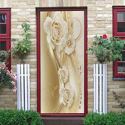 Türfolie Türtapete Türposter Selbstklebend 3D Fototapete Klebefolie Tür Mit Motiv Türaufkleber Kinderzimmer Schöne Modeblumen 90 X 200 Cm