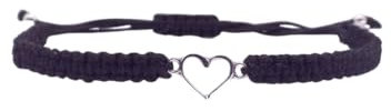 Storela Handmade Silver Plated bracelet for Men & Women Adjustable & Heart bracelet Ideal for a Friendship Bracelet, Anniversary, Festival Accessories & Family, Friends Gift (Black Heart Bracelet)