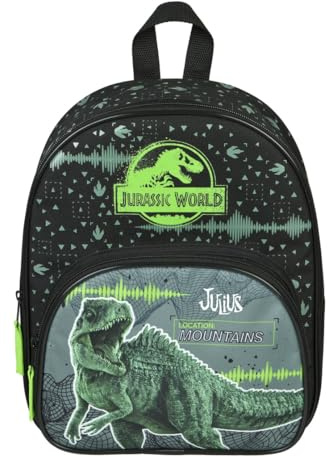 Undercover Kindergartenrucksack Jurassic World Dino Jungen - Personalisiert mit Name - Rucksack Kinder Dinosaurier mit Vortasche - 2 Fächer