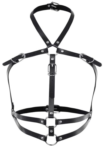 TNSRAY Ceinture de chaîne de corps Punk en cuir noir, chaîne de discothèque, harnais Rave, chaîne de corps, accessoires de bijoux pour femmes et filles, chaîne de poitrine, collier de chaînes de corps
