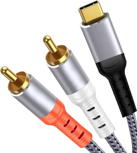 Oyiqar Certifié MFi : compatible avec câble audio auxiliaire USB C vers RCA, câble répartiteur stéréo de type C vers 2RCA pour iPad Pro/iPhone 15, Mac Book Pro, Galaxy S21, haut-parleur,