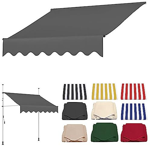 WOLWES 2/2.5/3/3.5/4 M Breit Markisenstoff 280g/m² Wasserdicht Zeltstoff für Garten, Terrasse, Balkon, Überdachung, Sonnenschutz Stoff (Color : Grau, Size : 250cm)