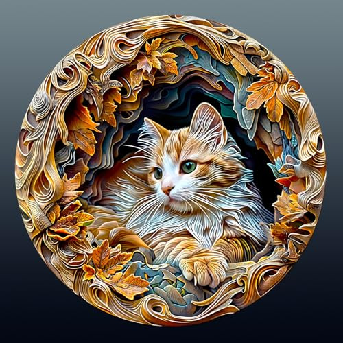 Holzpuzzle Erwachsene, 300 Teile 3D Katze Holzpuzzle | Unregelmäßige Einzigartige Tierform Puzzle, Exquisite Geburtstagsgeschenk für Erwachsene(34 * 34cm)