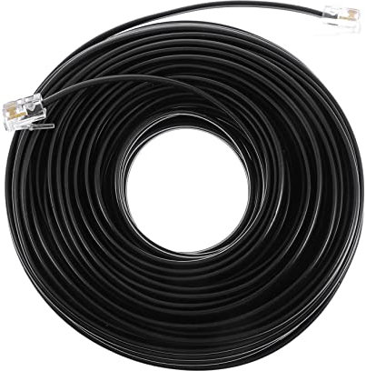 CAXUSD Cavo Telefonico Prolunga Rj11 6p4c 20m Nero Per Telefoni Fissi e Ufficio Protezione Interfaccia e Compatibile Fax Modem Dsl