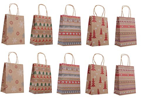 KOMBIUDA 20 Stück Weihnachtspapiertüten Aus Kraftpapier Kreative Süßigkeitenbeutel