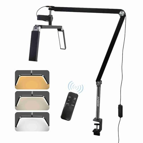 Luz de Video LED de Escritorio de 30 W, Luz de Relleno de Media Luna Plegable Regulable con Abrazadera C Soporte de Luz de Metal para Montaje en Escritorio para Salón de Belleza