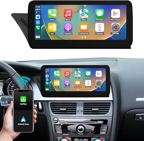 Ninetom Wireless Carplay & Android Auto, bilradio 12,3'' pekskärm för 2009-2015 Audi A4 A5 S4 S5 med 2G MMI-system, stöder Mirrorlink, kamera, navigering