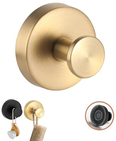 Crochet sans perçage en acier inoxydable imperméable réutilisable amélioré, pour douche, salle de bain, serviettes sur portes de douche en verre, carrelage (doré, 1 pièce)