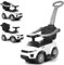 DREAMADE 3-in-1 Kinderfahrzeug, Rutschauto mit Sicherheitsbügel, abnehmbarem Schiebestange, Lichter, Musik & Hupe, 89 x 43 x 84cm Rutscherfahrzeug für Kinder ab 18 Monate (Weiß)