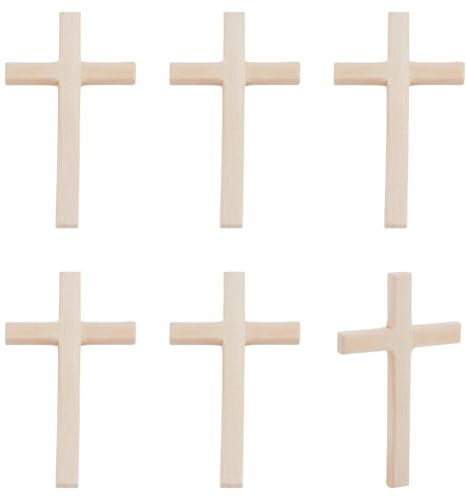 PH PandaHall 6pcs Holzkreuz Holz Wandkreuze Hand Held Cross Beige Kleines Kreuz Gebet Kreuz Hanging Home Decor für Ostern Meditation Hochzeiten Party Weihnachten Dekor Geschenk 6.9x12cm