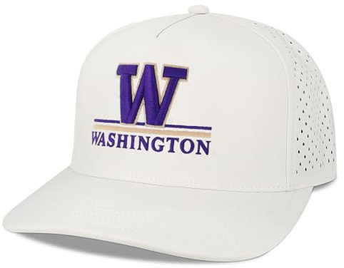 Legacy NCAA Officially Licensed Baseball Hat, Washington Huskies, Lightweight Cap for Men & Women, Cut Above Adjustable (Cut), White, One Size Fits Most, Snapback Closure
