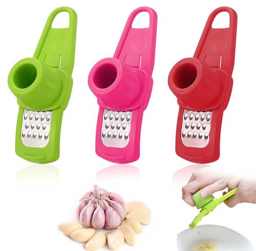 Knoblauchschäler, 3 Stück Ingwer Reibe Effizientes Knoblauchmühle Bequem Knoblauchschneider Mini Reibe für Feines Reiben von Knoblauch, Ingwer, Nüssen zur Knoblauchpaste-Gewinnung