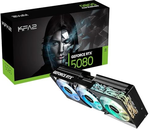 KFA2 GeForce RTX™ 5080 EX Gamer 1-Click OC, Xtreme Tuner App Control, 16GB, GDDR7, 256-Bit, DP 2.1b*3/HDMI 2.1b/DLSS 4/Gaming Grafikkarte (1-Click OC, Black, RTX 50 Series)
