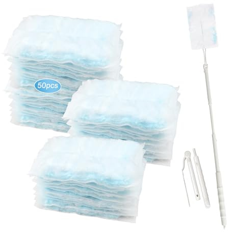 50 Stück Staubmagnet Nachfüllpack - Staubwischer mit Teleskopgriff Duster Staubtücher Staubwedel für Tücher Staubtücher Reinigungsstaub Staubtuch Nachfüllung Starterset für Tierhaare Staub Schmutz