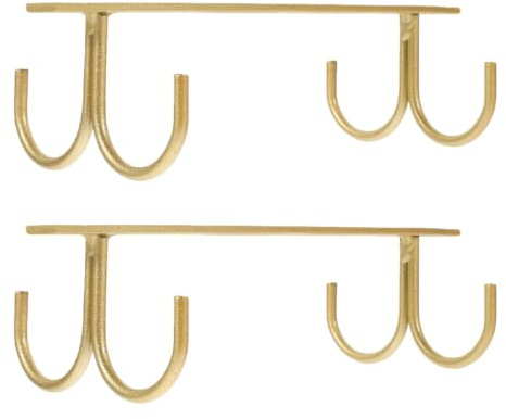 HORIALENCE Ganchos para Tazas y Ahorra Espacio de Hierro Dorado Debajo del Gabinete 2piezas, Organizador Multifuncional Adecuado para Cocina y Oficina