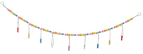 Alipis Cuerda de Perlas de Madera con Clips para Colgar Fotos Decoración Rústica para Hogar para Navidad Acción de Gracias Días Madre Padre