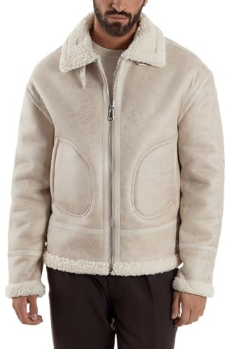 Giosal Giubbotto Montone Uomo Chiodo College Con Zip Giacca Imbottita Calda Aviatore Con Pelliccia Casual Vari Colori