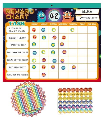 Qiwieod Tablero Magnético De Recompensas - Seguimiento De Comportamiento Y Obligaciones Con Imanes - Panel De Recompensas Reutilizable Con Pegatinas - Organizador Para Hogar Y Aula Con Imanes Para