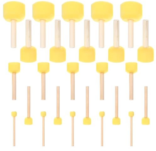 25 Pcs Pinceles Esponja de Pintura Cepillo Redondo, Pinceles de Pintura de Esponja, Cepillo de Espuma de Pinturas para Pintar, Punteado Acrílica Accesorios(5 tamaños)