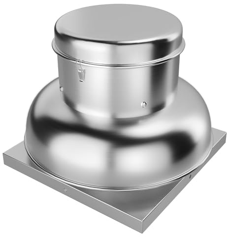 PrecisionAuto 2400CFM Industrial Upblast Roof Exhaust Fan, High-Speed Direct Drive, Weather-Resistant Stainless Steel for Restaurant, Warehouse, and Commercial Ventilation