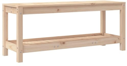 Mhdvray Gartenbank 108 cm Kiefernholz stapelbar Balkon Terrasse Outdoor ohne Lehne