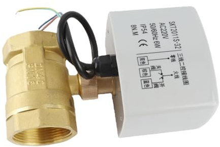 Hyuduo AC220V Motorized Ball Valve Brass Electric Ball Valve DN40 1 1 2 Inch 2 Way 3 Wire 8N M 25s for HVAC Central Heating Water Supply Systems